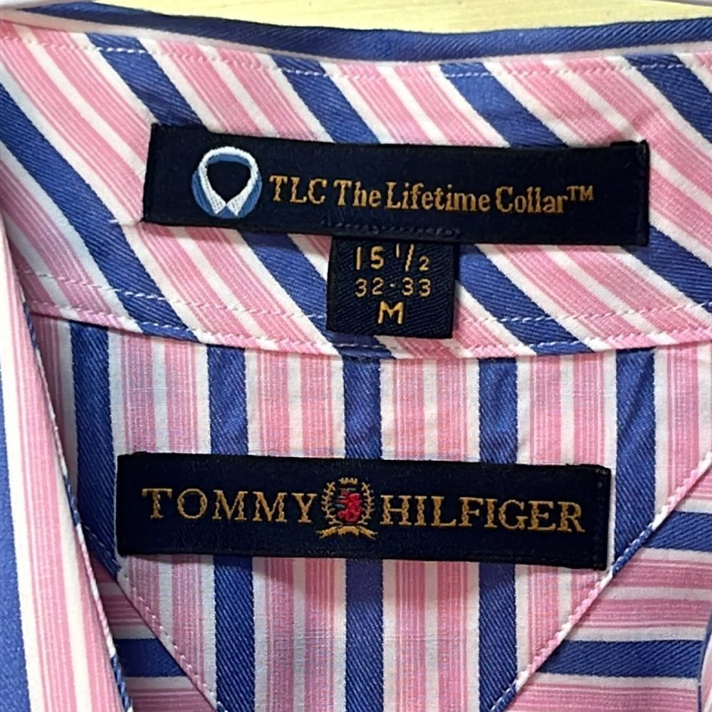 EUC Men's Striped Shirt - Pink and Blue - Picture 3 of 12